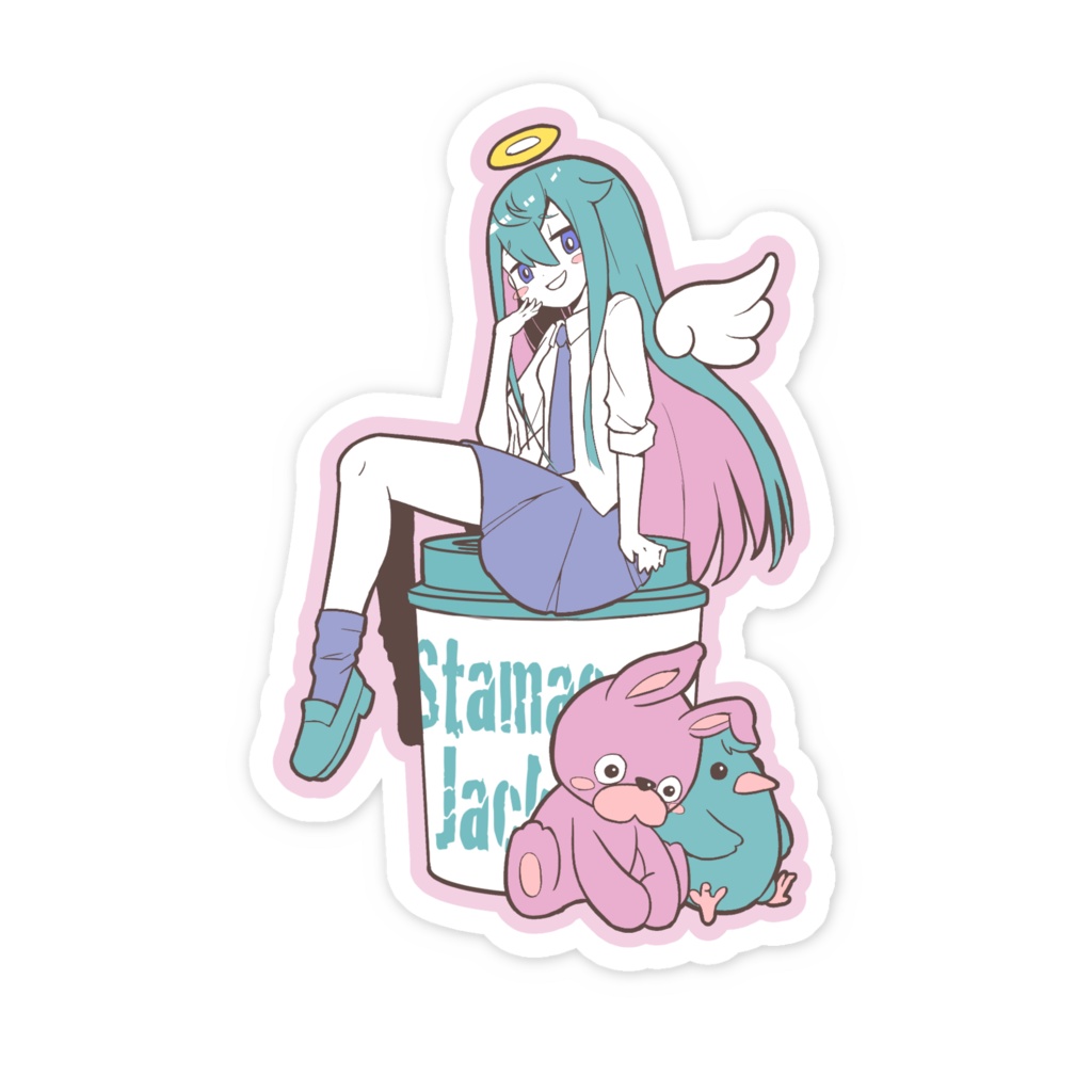 天使ちゃんとぬいぐるみ スマホステッカー