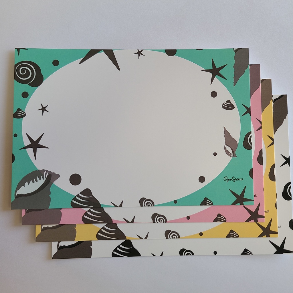 【匿名配送】貝殻ポストカード(4色セット)