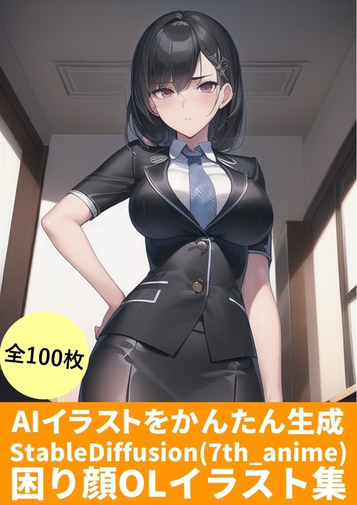 AI呪文「巨乳OL困り顔」100枚イラスト集【コピペでかんたん生成】StableDiffusion.ver)