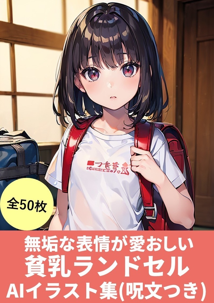 無垢な表情が愛おしい【貧乳ランドセル】AIイラスト集(50枚)「呪文(プロンプト)付き」