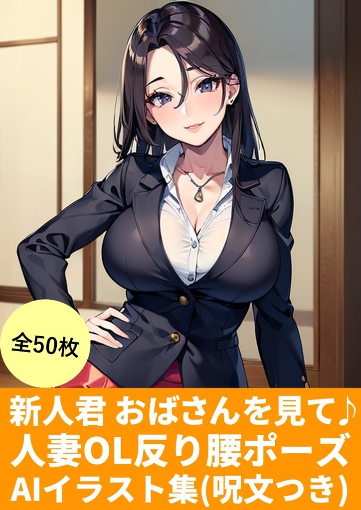 新人君 おばさんを見て♪【人妻OL反り腰ポーズ】AIイラスト集(50枚)「呪文(プロンプト)付き」