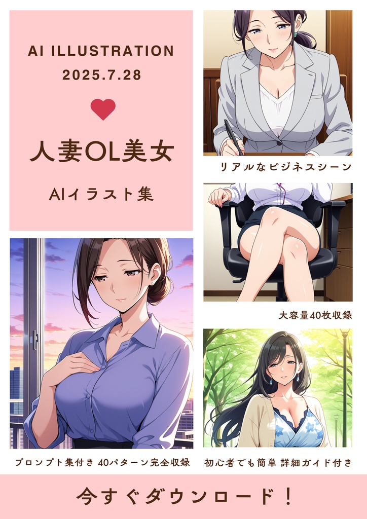 🌟【人妻OL美女】働く人妻・熟女の魅力的な日常シーン AIイラスト集40枚+プロンプト集付き【オフィス・プライベート】🌟