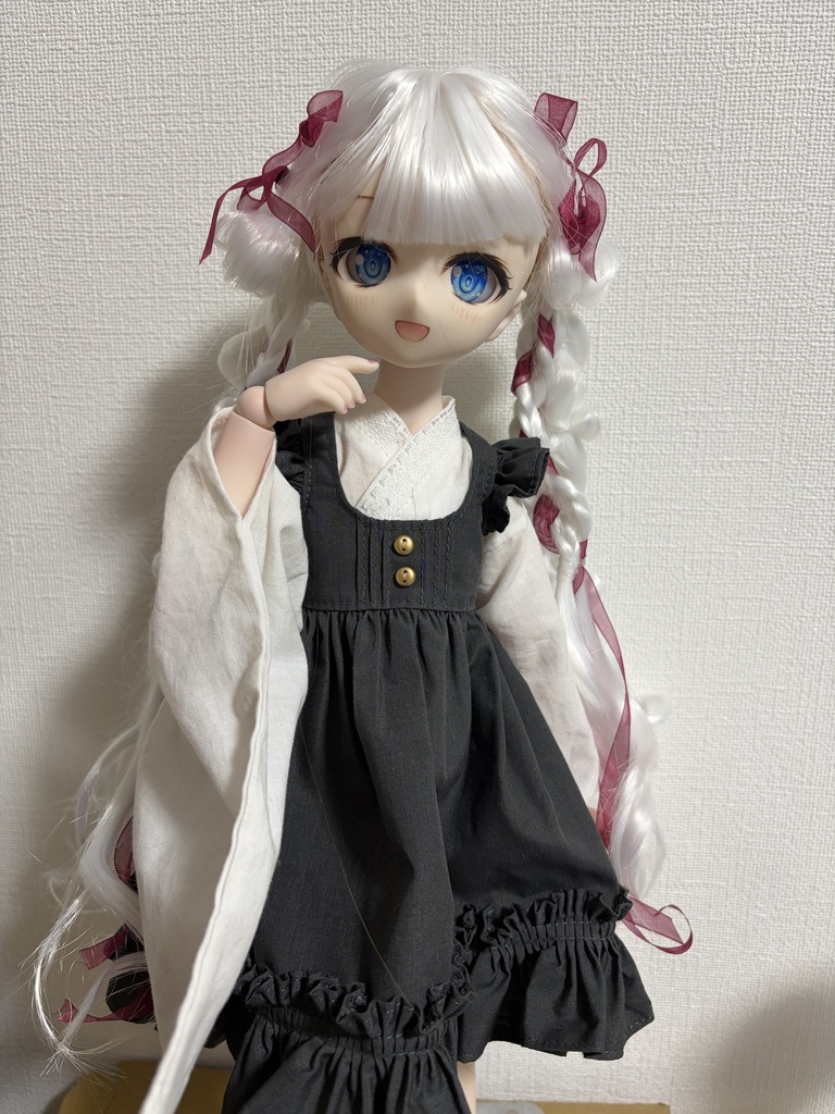 カスタムウィッグ9inchウィッグ(22~24cm)-ツインテール- ホワイト