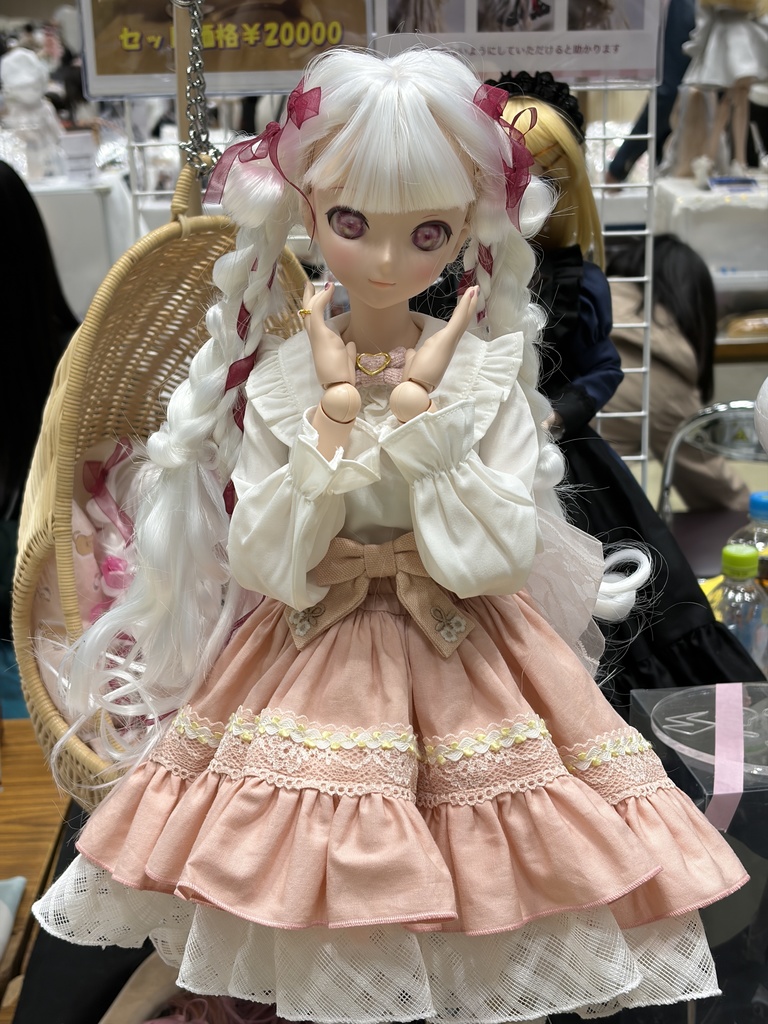 カスタムウィッグ9inchウィッグ(22~24cm)-ツインテール- ホワイト