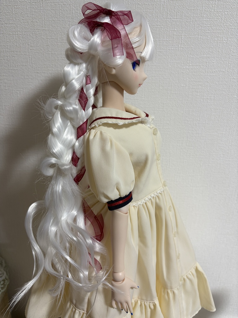 カスタムウィッグ9inchウィッグ(22~24cm)-ツインテール- ホワイト