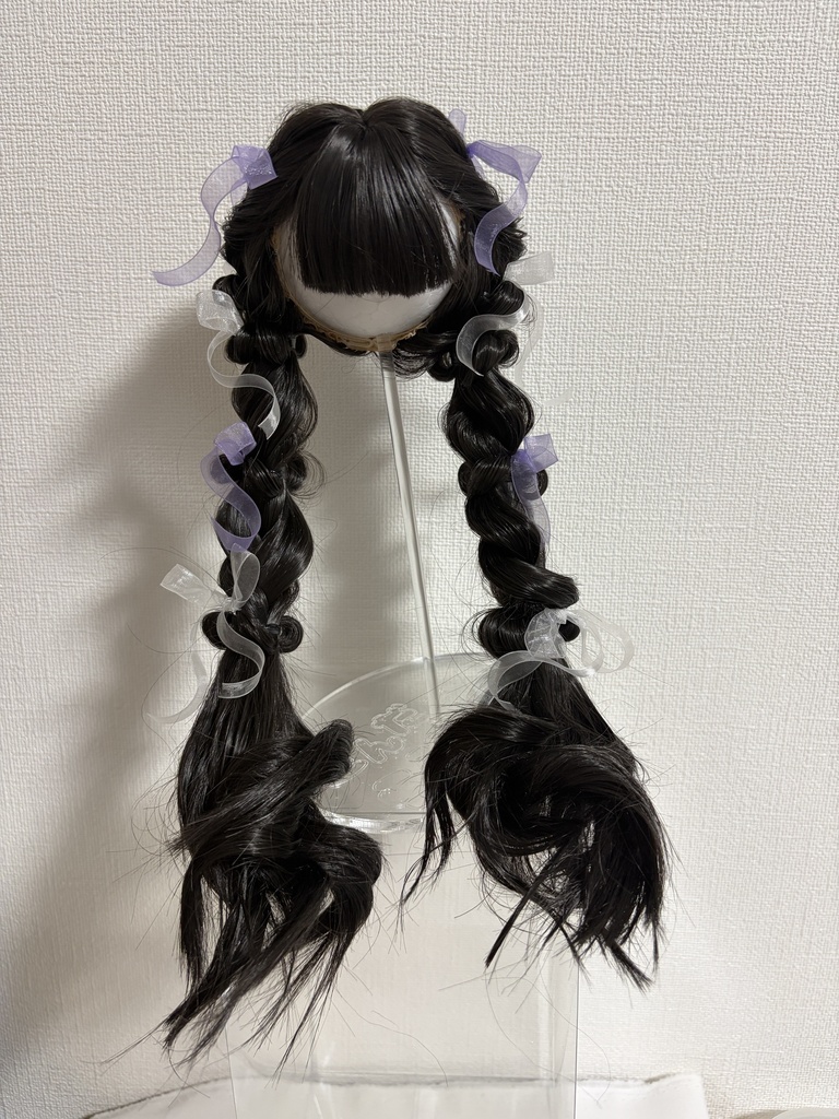 カスタムウィッグ9inchウィッグ(22~24cm)-ツインテール- ブラック