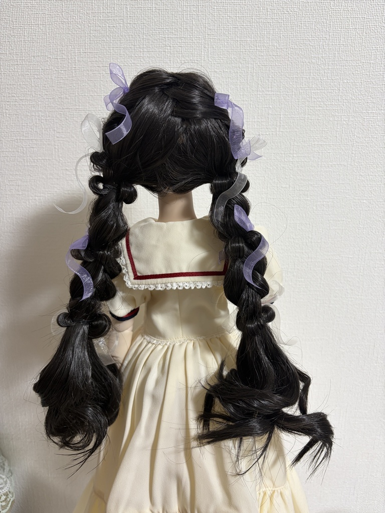 カスタムウィッグ9inchウィッグ(22~24cm)-ツインテール- ブラック