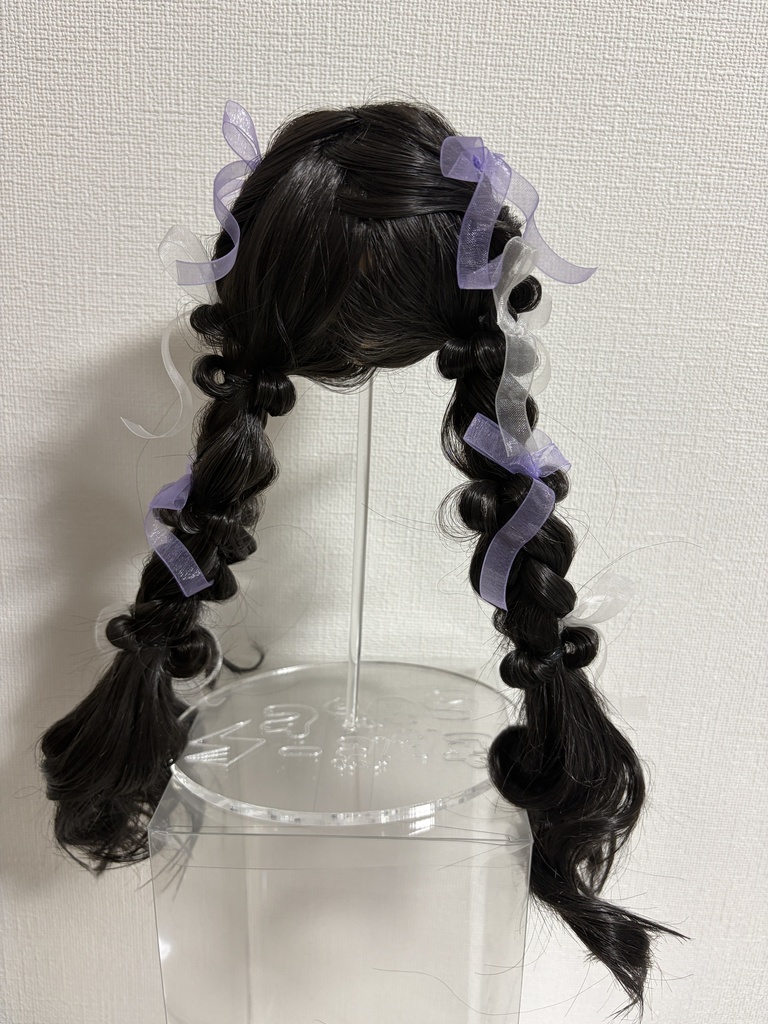 カスタムウィッグ9inchウィッグ(22~24cm)-ツインテール- ブラック