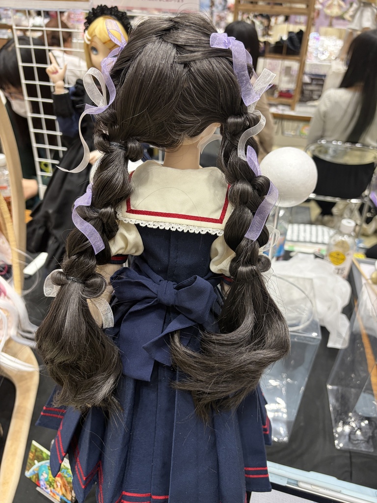 カスタムウィッグ9inchウィッグ(22~24cm)-ツインテール- ブラック