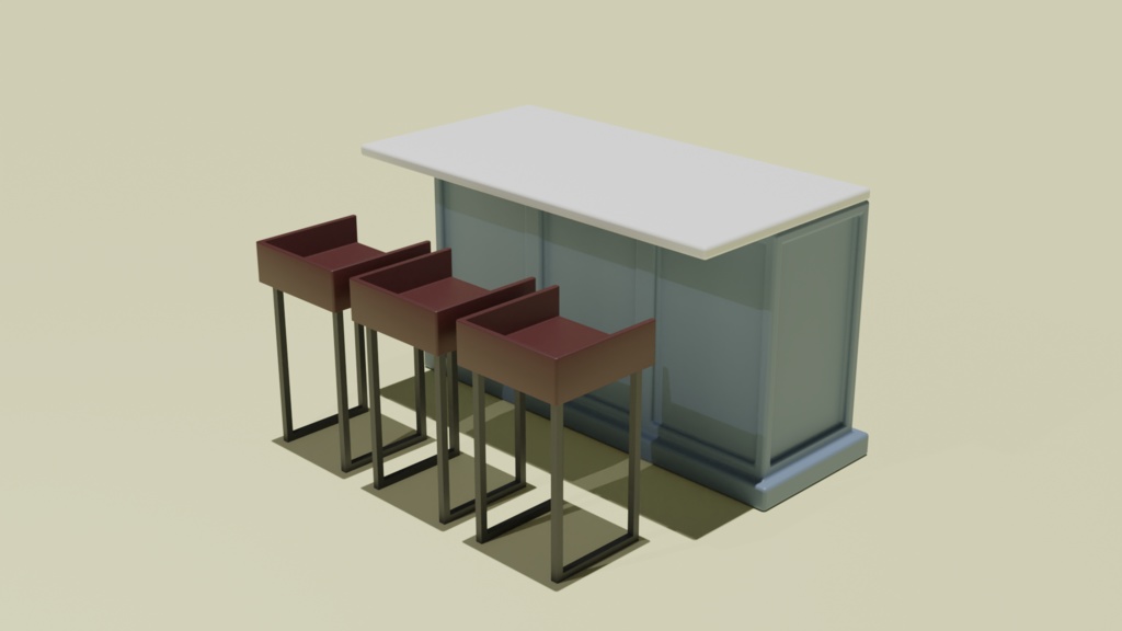 バー的な椅子とカウンター blenderデータ