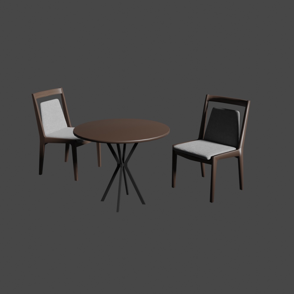 机&椅子2脚(FBXモデル)