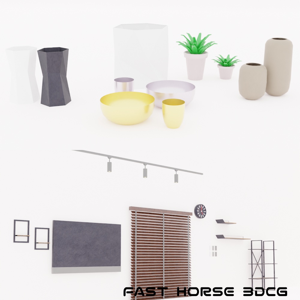 インダストリアル内観3Dモデルセット - Blender & FBX対応