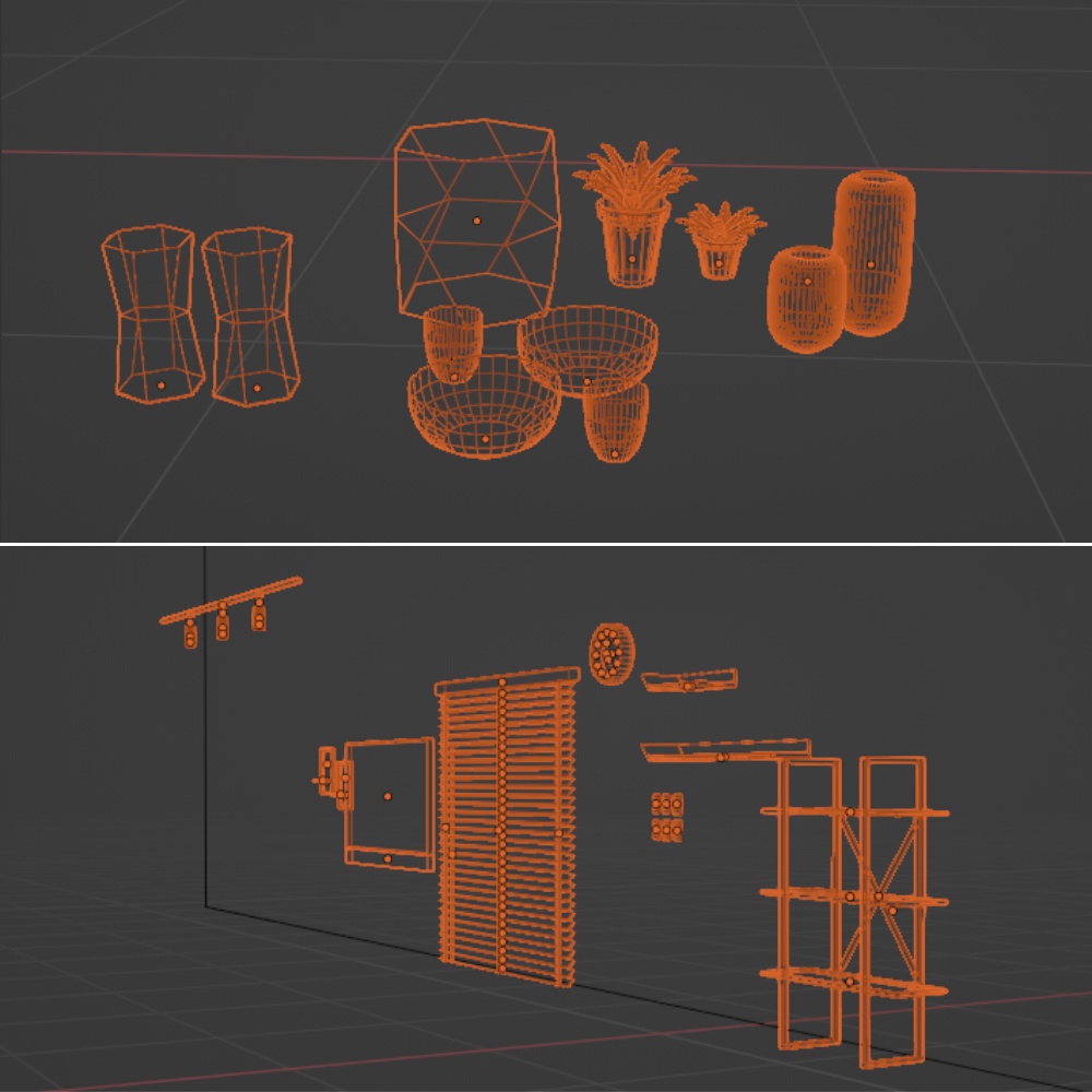 インダストリアル内観3Dモデルセット - Blender & FBX対応