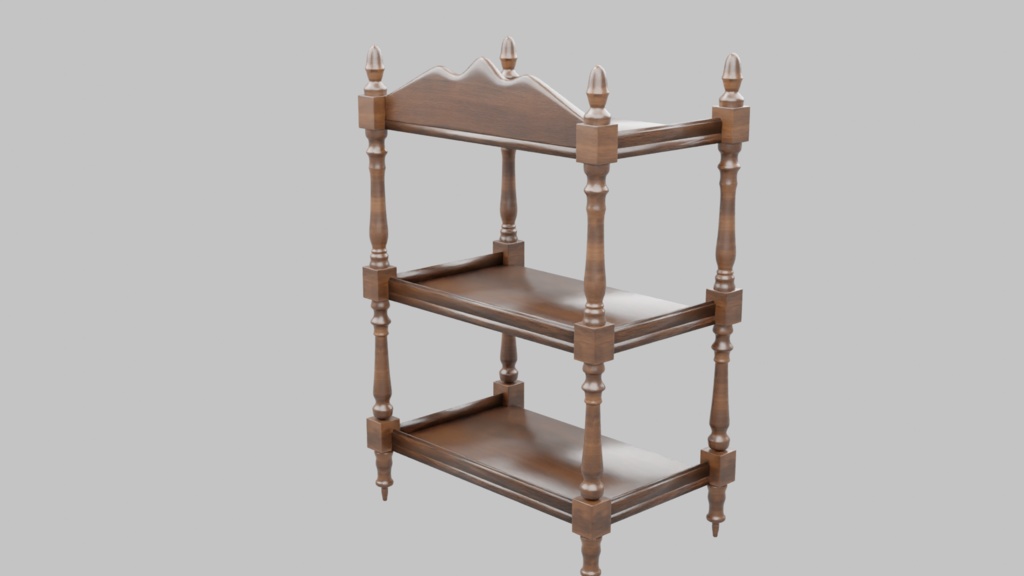 アンティーク3段シェルフ3Dモデル【 blend、FBX】