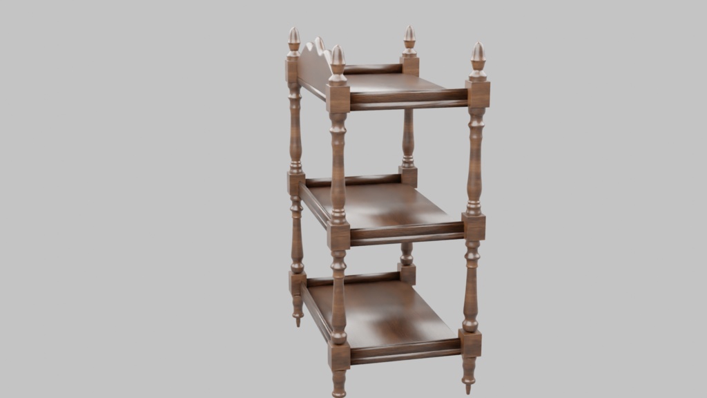アンティーク3段シェルフ3Dモデル【 blend、FBX】