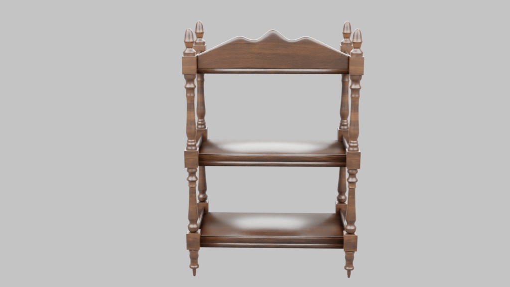 アンティーク3段シェルフ3Dモデル【 blend、FBX】