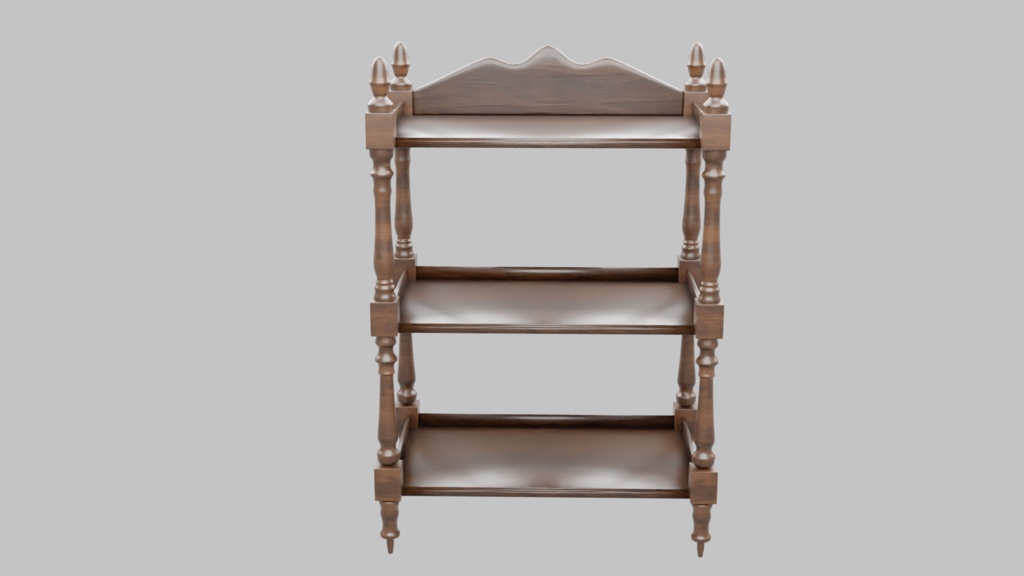 アンティーク3段シェルフ3Dモデル【 blend、FBX】