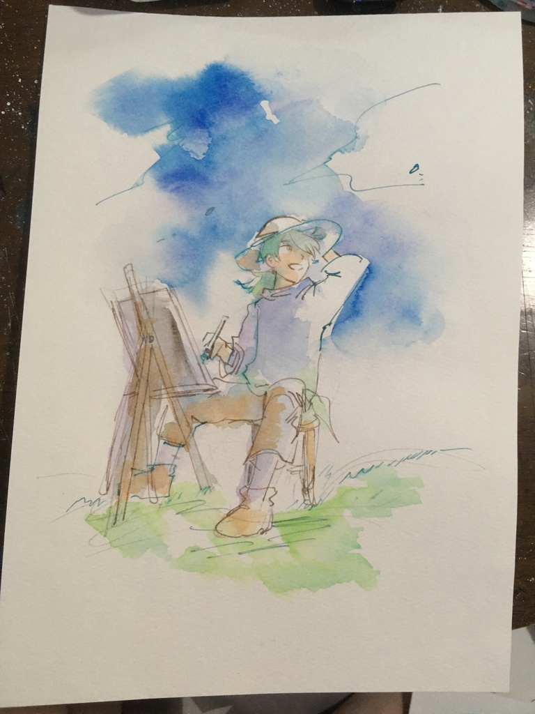 画家と空
