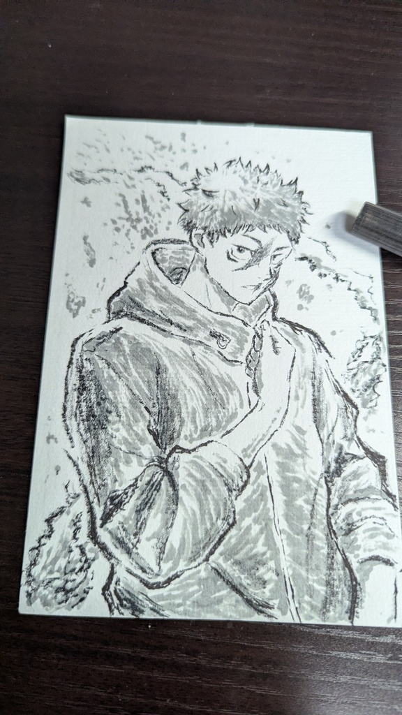 【手描きイラスト】筆ペン アナログ 呪術廻戦 虎杖悠仁