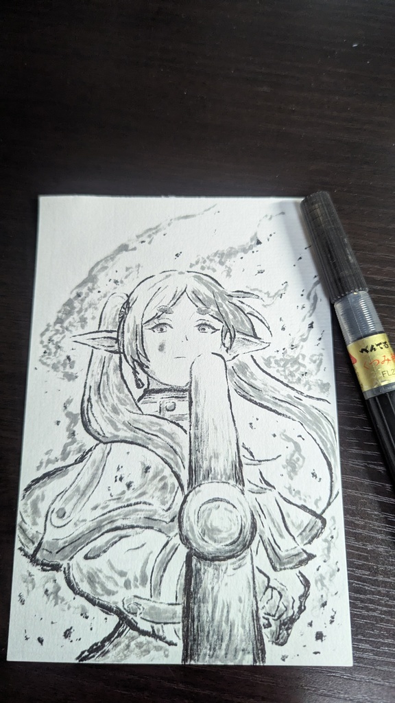 【手描きイラスト】筆ペン アナログ 葬送のフリーレン フリーレン