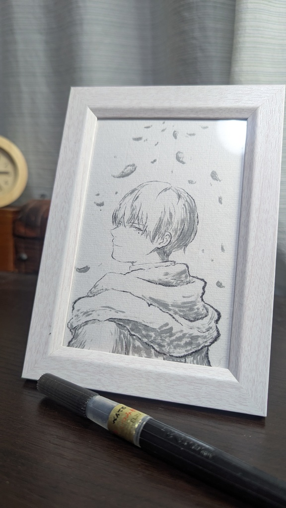 【手描きイラスト】水墨画　筆ペン　アナログ　葬送のフリーレン＞ヒンメル