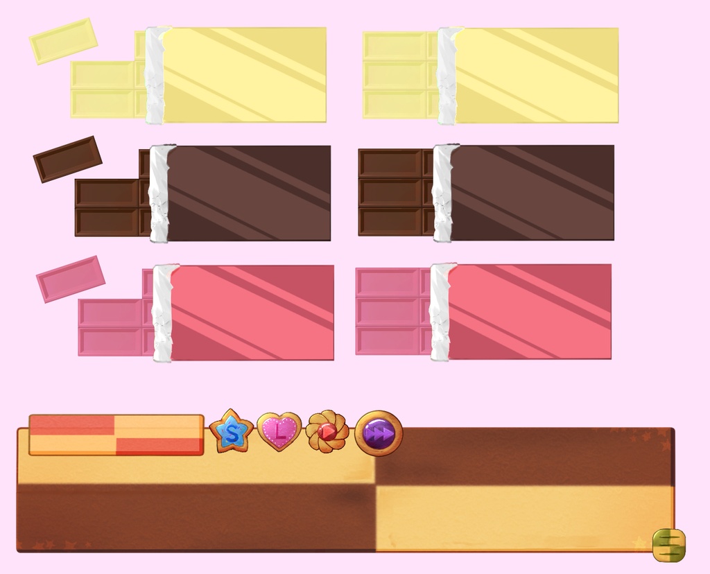 【無料】ティラノ用:お菓子ボタン&お菓子メッセージボックス