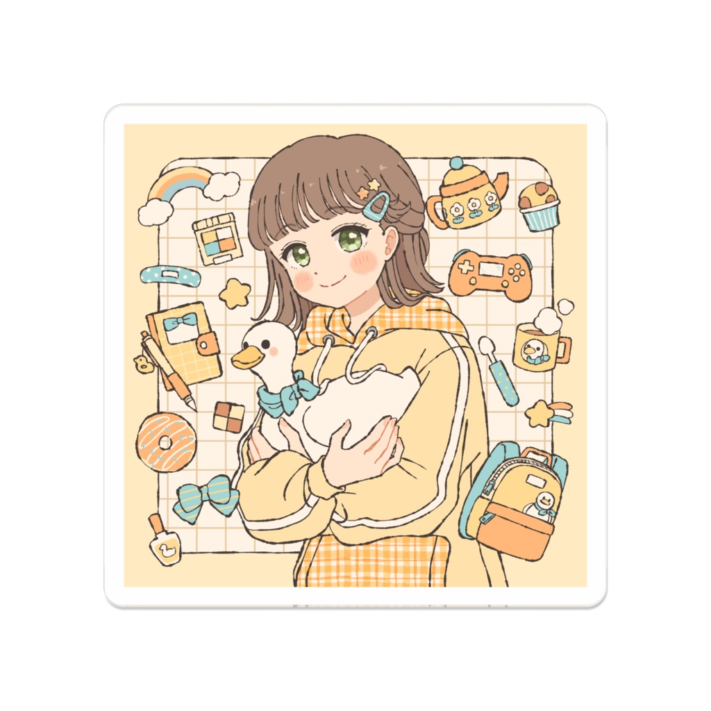 あひるルームガール[アクリルバッジ50×50mm]