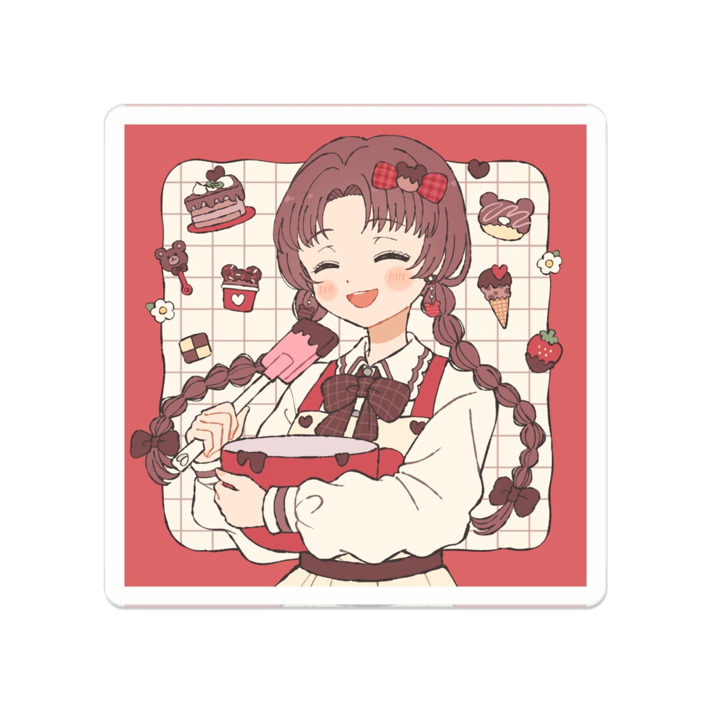 チョコ好きガール[アクリルバッジ50mm]