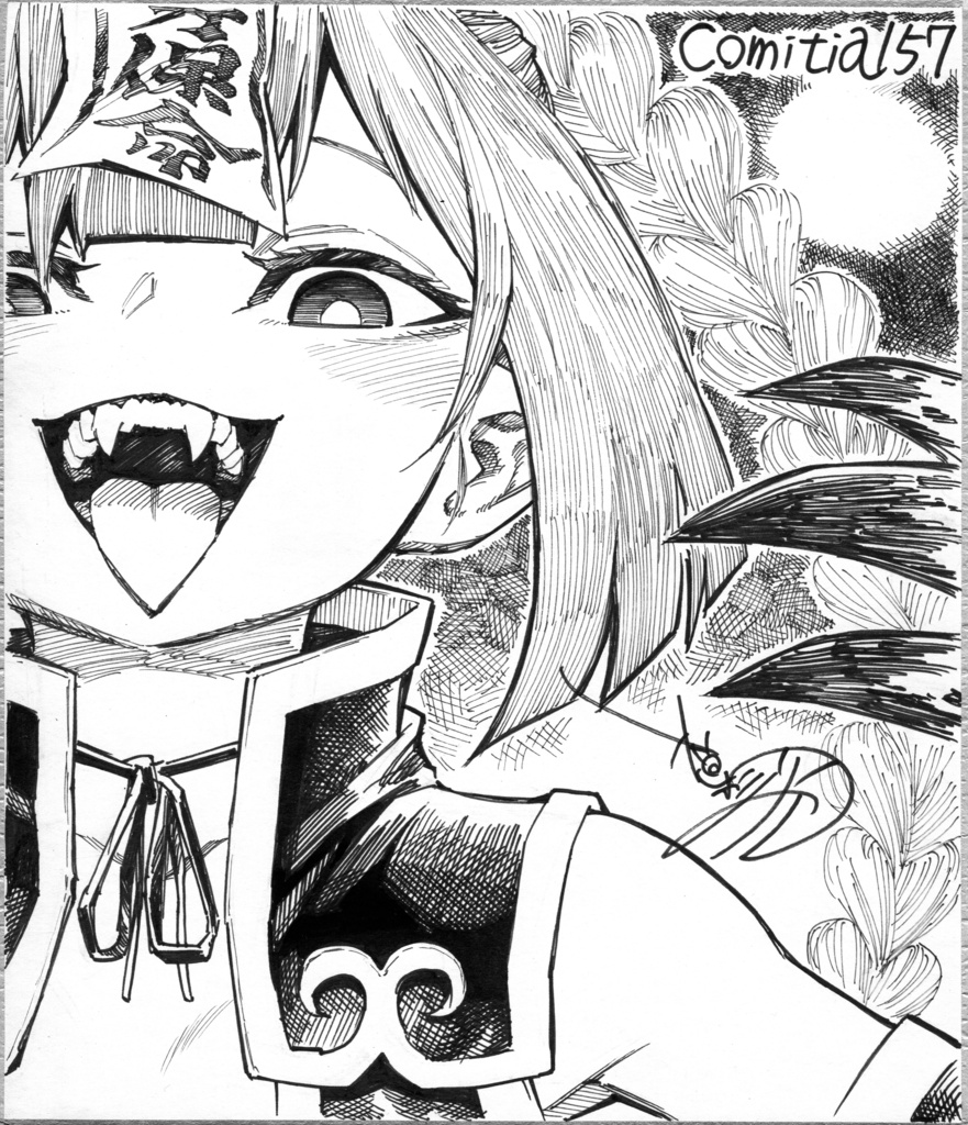 COMITIA157販売 直筆色紙　「キョンシーの爪」　中色紙サイズ