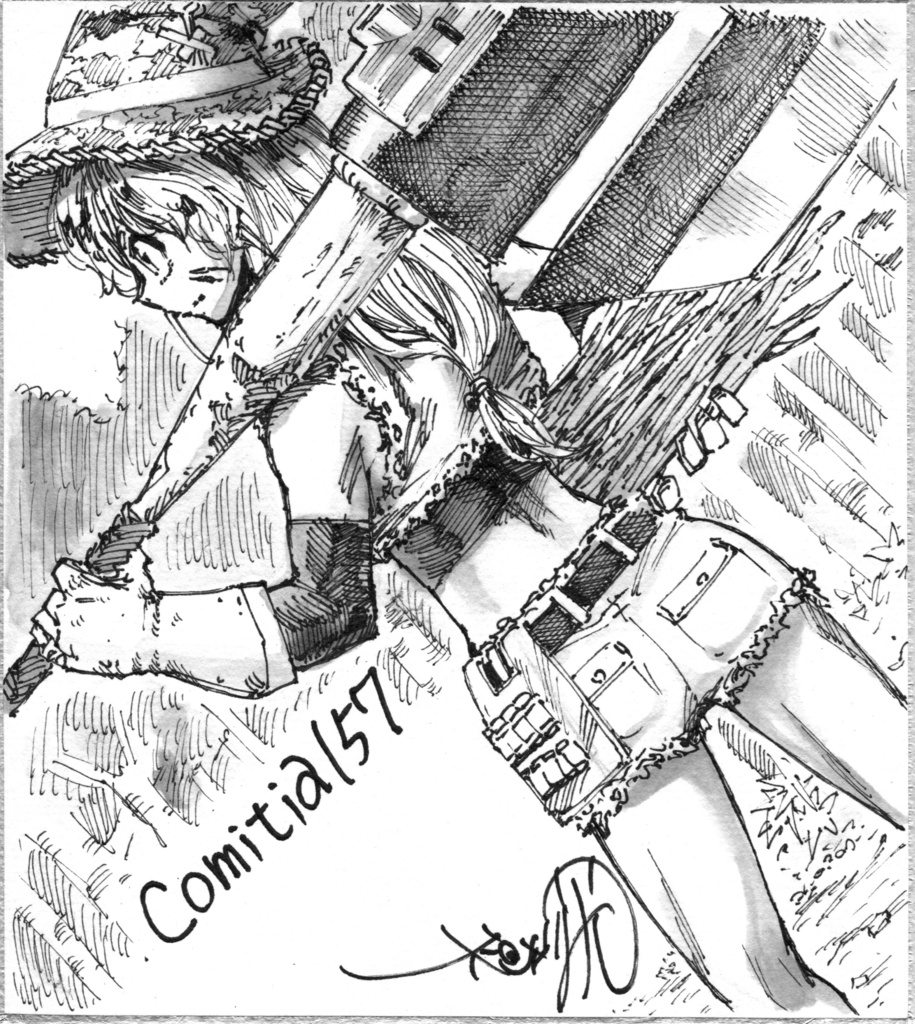 COMITIA157販売 直筆色紙　「オキビのセナカ」　寸松庵色紙サイズ