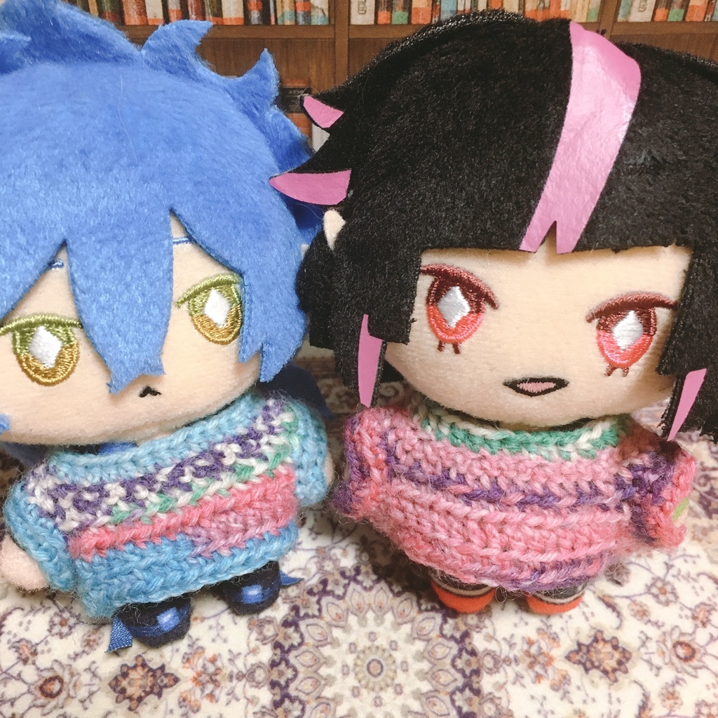 10cmぬい服☆柄入りニット【ブルー/ピンク系】