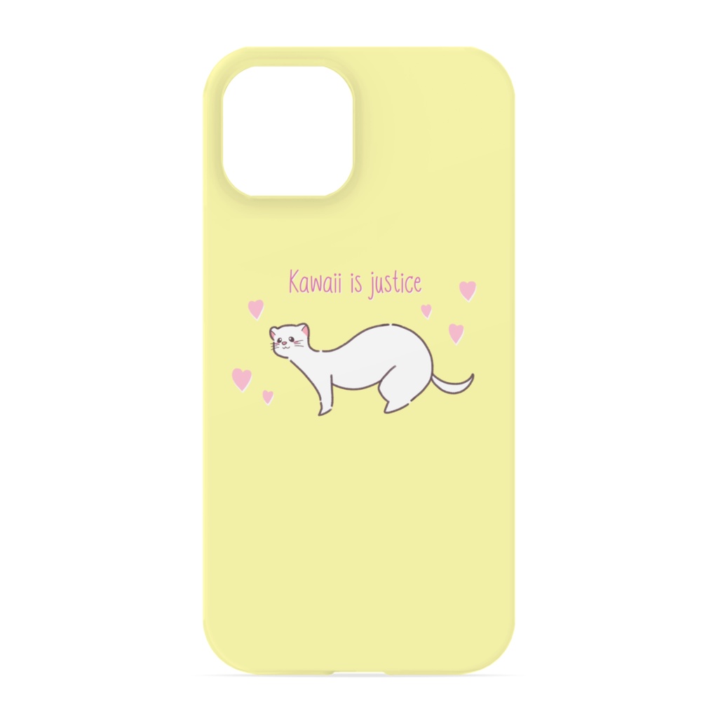 kawaii is justice iPhone ケース マークドホワイト フェレット