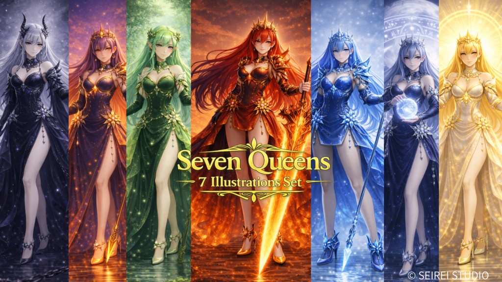 セブン・クイーンズ｜7人の女王 イラストセット（全7枚）