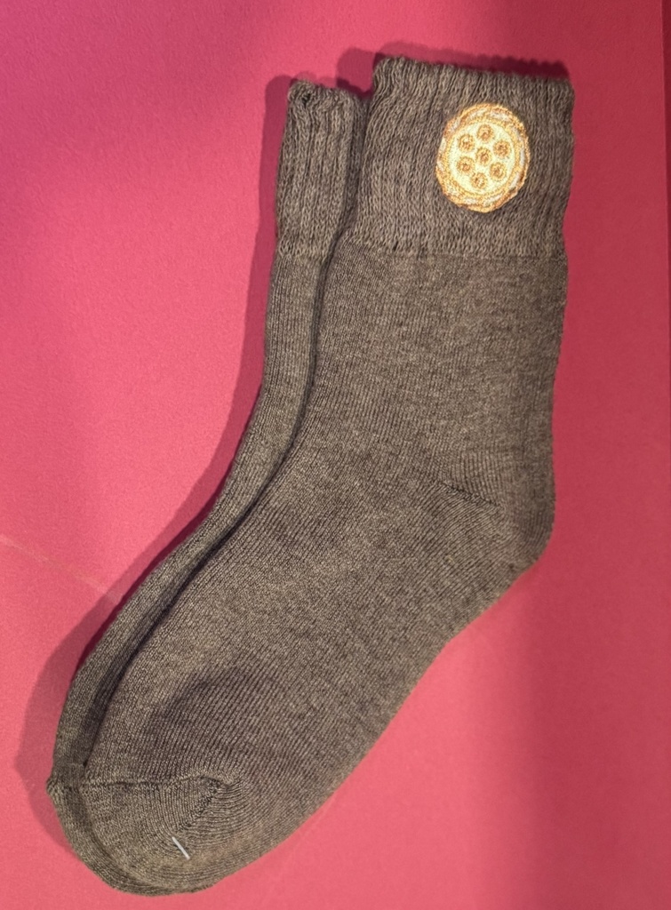 【再販】刺繍靴下(茶色)/殤さんの焼餅ver2