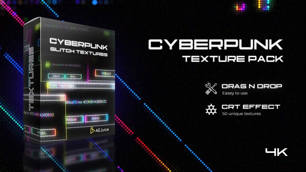 Cyberpunk Glitch Texture Pack｜サイバーパンク グリッチテクスチャー（After Effects）