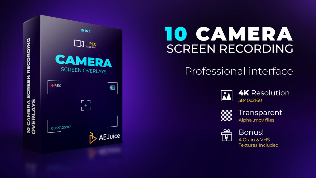 Camera Screen Recordings Overlays｜カメラ録画画面 オーバーレイ（After Effects・Premiere Pro）