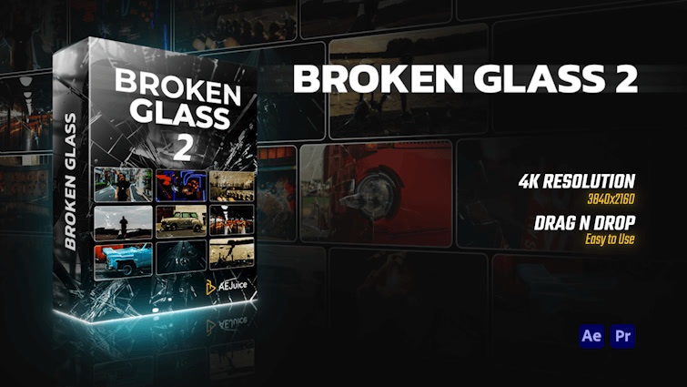 Broken Glass 2｜ガラス割れ エフェクト 2（After Effects・Premiere Pro）