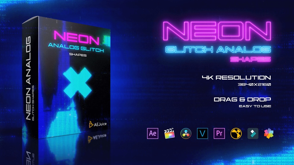 Neon Analog Glitch Shapes|ネオン グリッチシェイプ(After Effects)