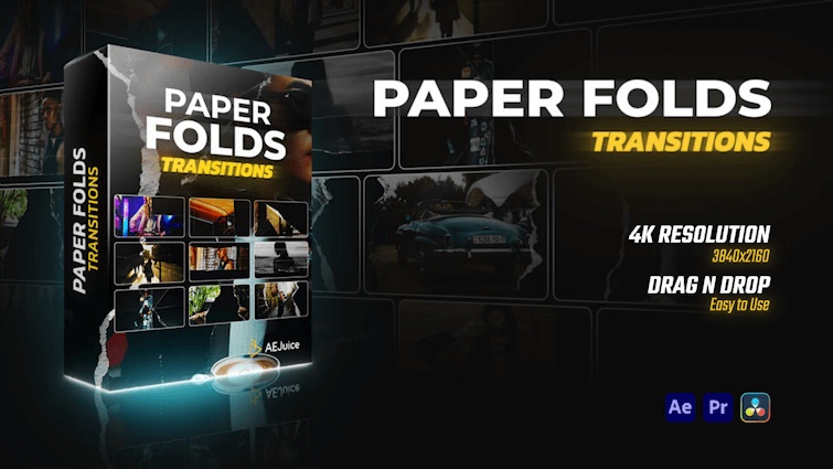 Paper Folds Transitions｜紙折り トランジション（After Effects・Premiere Pro）