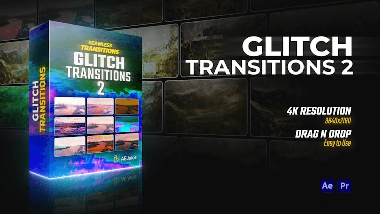 Glitch Transitions 2｜グリッチ トランジション 2（After Effects・Premiere Pro）