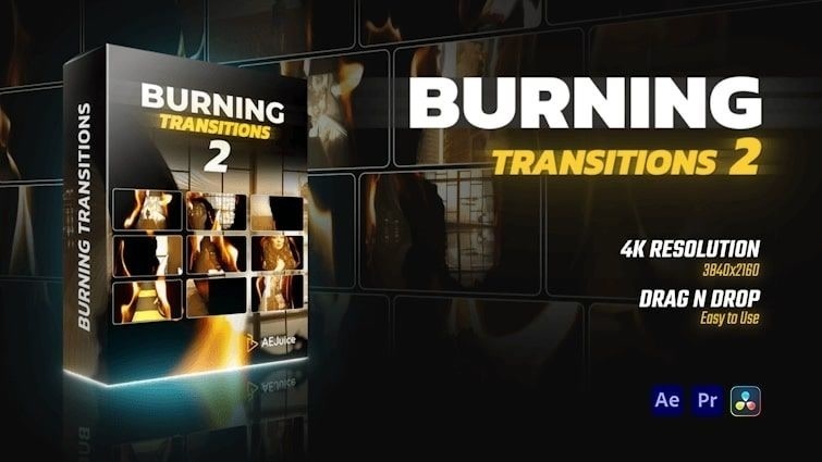 Burning Transitions 2｜バーニング トランジション 2（After Effects・Premiere Pro）