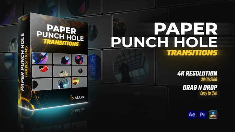 Paper Punch Hole Transitions｜紙パンチ穴 トランジション（After Effects・Premiere Pro）