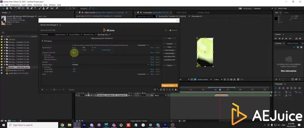 Burning Transitions|バーニング トランジション 燃える演出(After Effects・Premiere Pro)