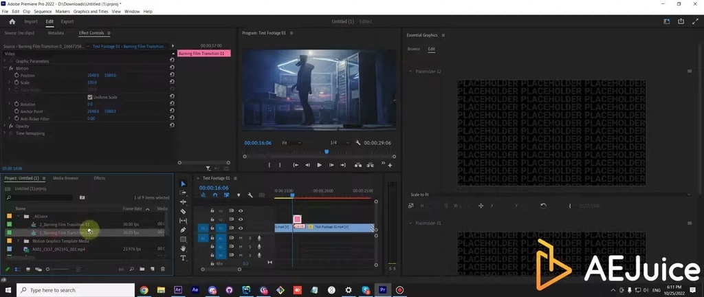 Burning Transitions|バーニング トランジション 燃える演出(After Effects・Premiere Pro)