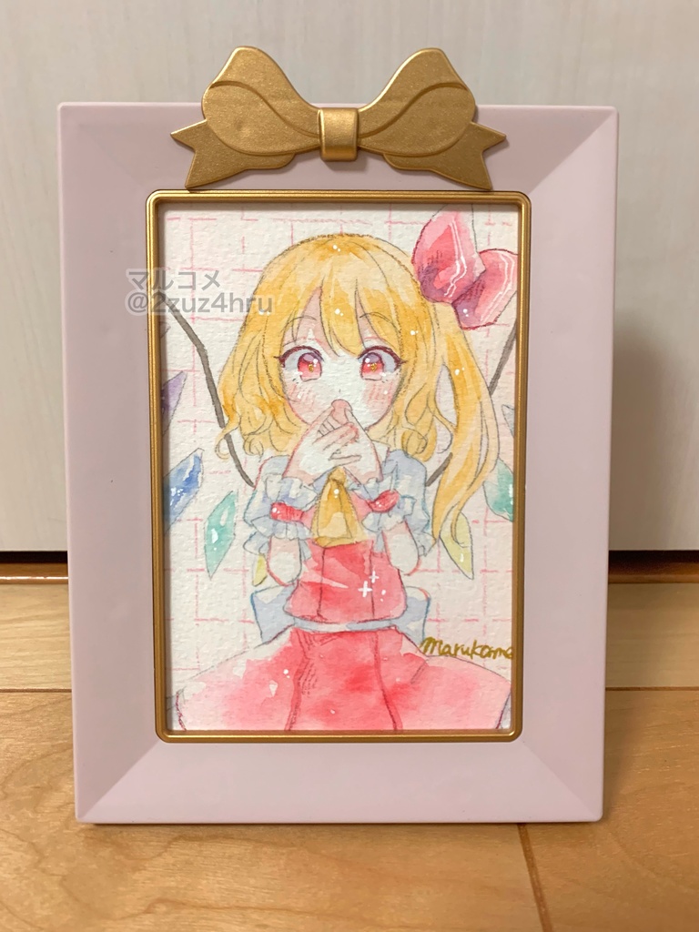 【額付き水彩原画】フランドールスカーレット(びっくり)