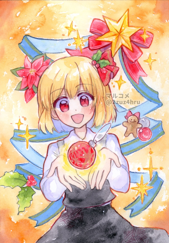 【額付き水彩原画】ルーミア(Xmas)