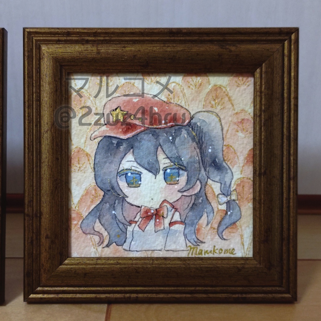 【額付き水彩原画】レーベルのあの子