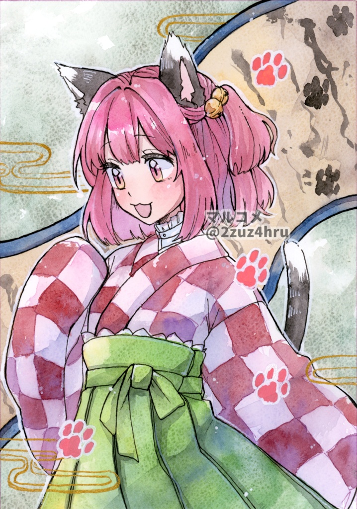 【水彩原画】本居小鈴(猫の日)