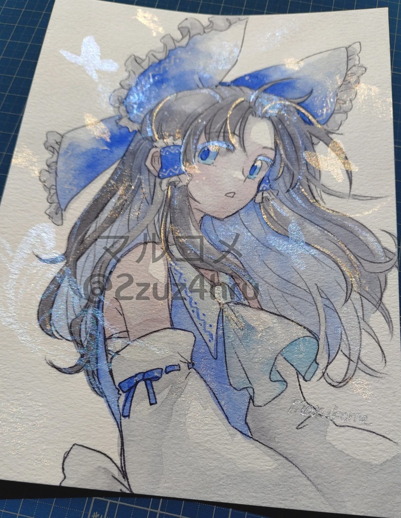 【水彩原画】博麗霊夢(青)
