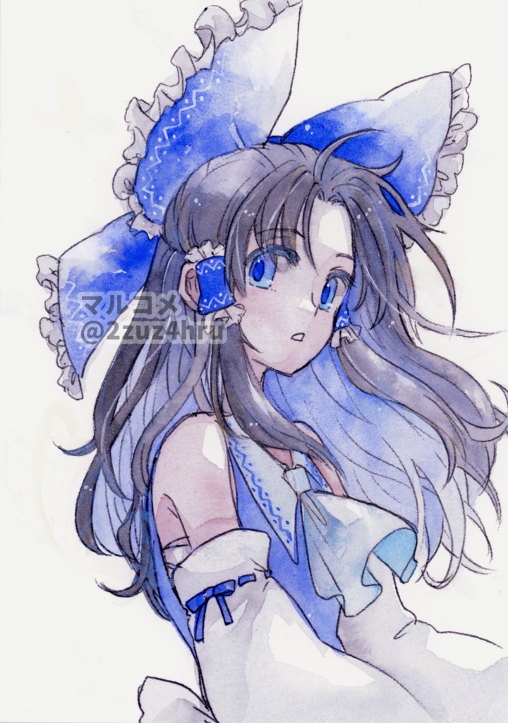 【水彩原画】博麗霊夢(青)